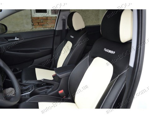 Автомобильные чехлы из экокожи Hyundai Tucson TL 15- (Союз-Авто)