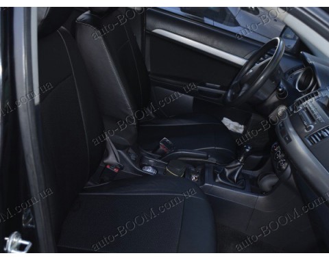 Автомобильные чехлы из экокожи Mitsubishi Lancer X 12- (Союз-Авто)