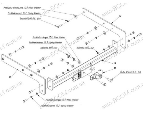 Фаркоп на VW T4 90-03 бортовой