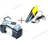 Набор компрессор автомобильный Вулкан КА-В12120 + пылесос Voin VL-330