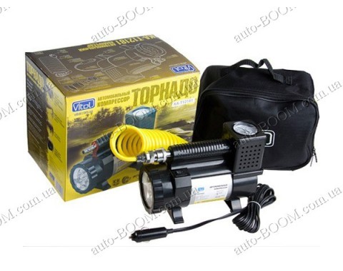 Компрессор автомобильный Торнадо КА-Т12181 (Vitol) 150psi / 14Amp / 35л / фонарь / шланг 3,0м