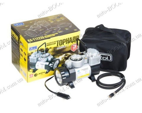 Компрессор автомобильный Торнадо КА-Т12220 (Vitol) 150psi / 14Amp / 35л / фонарь / автостоп
