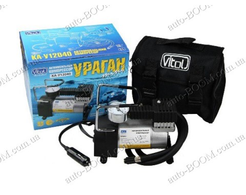 Компрессор автомобильный Ураган КА-У12040 (Vitol) 100psi / 12Amp / 35л / прикуриватель / переходник