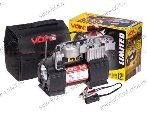 Компрессор автомобильный Voin VL-550 150psi / 15Amp / 40л / прикуриватель / фонарь / дефлятор / клеммы