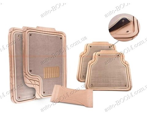 Универсальные коврики зима+лето бежевые + перемычка (Elegant)