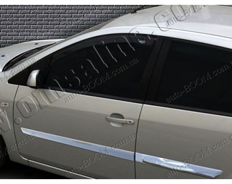 Молдинги дверей Ford Fiesta FL 5 05-08 хетчбек 5дверей, широкие 4шт нерж (Omsaline)