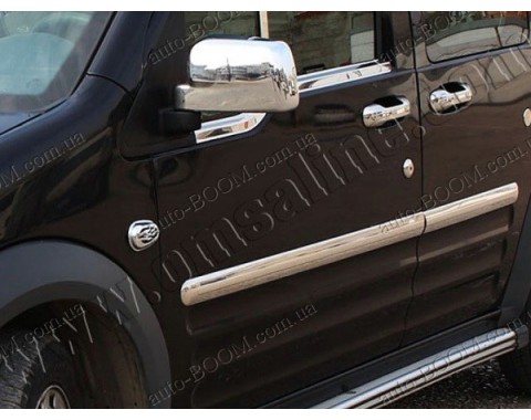 Молдинги дверей Ford Transit Connect 10-13 длинная база, 4шт нерж (Omsaline)