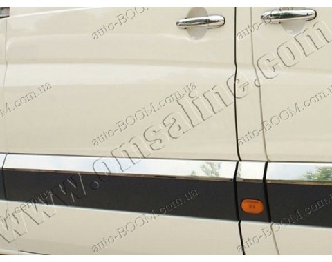 Молдинги дверей Mercedes Sprinter 06- длинная база, 4шт нерж (Omsaline)