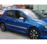 Молдинги дверей Peugeot 307 01-08 хетчбек 5дверей, 4шт нерж (Omsaline)