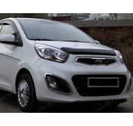 Дефлектор капота на Kia Picanto 11- темная (Sim)