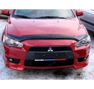 Дефлектор капота на Mitsubishi Lancer X 10 07- длинная (Sim)