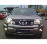 Дефлектор капота на Nissan X-Trail 00-08 logo (Sim)