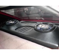 Акустическая полка на Opel Kadett 84-91 хетчбек черная, на фанере, пирамида, высокий подиум