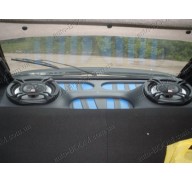 Акустическая полка на Opel Kadett 84-91 хетчбек графит, высокий подиум, на фанере, пирамида