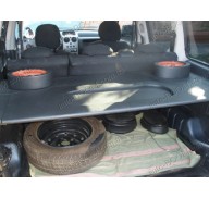 Акустическая полка на Peugeot Partner 08- черная, с опорой, на фанере, стандарт