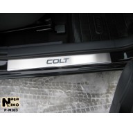 Накладки на пороги Mitsubishi Colt 6 03-08 5дверей(NataNiko Premium)