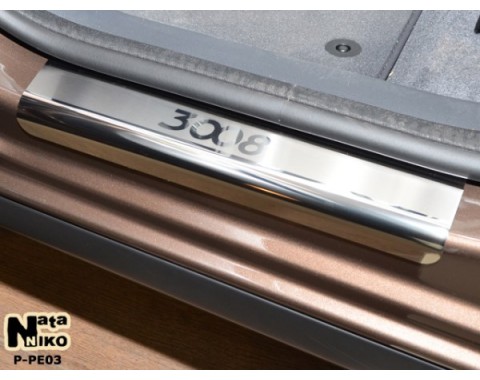 Накладки на пороги Peugeot 3008 09-(NataNiko Premium)