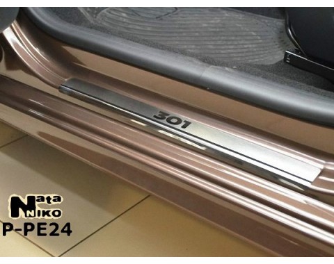 Накладки на пороги Peugeot 301 12-(NataNiko Premium)