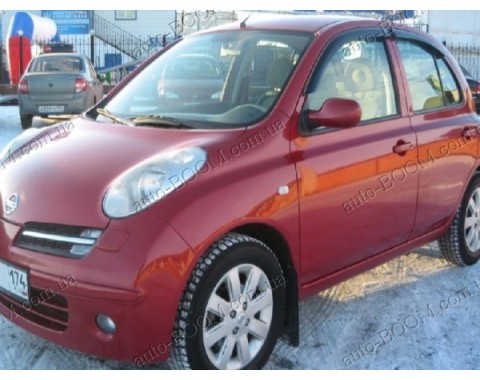 Дефлекторы окон на Nissan Micra 02-10 5дверей (Cobra Tuning)